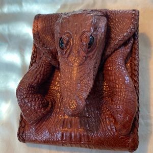 Last one* NEW⭐️Full body with teeth genuine alligator wallet in Chestnut.